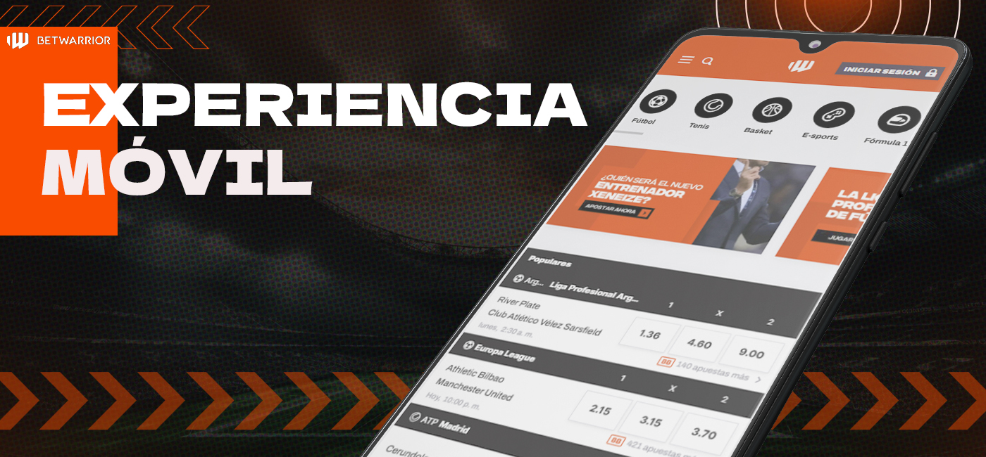 Aplicación móvil y sitio web de Betwarrior